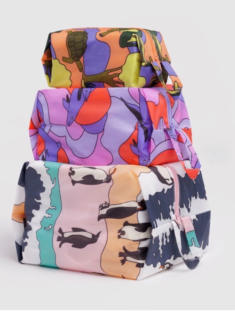 NWT Baggu 3D Zip Set - Vacation Animals